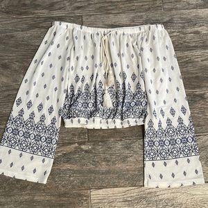 NEW WOT Mura Boutique Boho Crop Top with Tassel tie